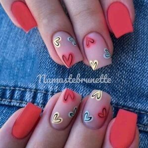 2/$16 Hearts Press On Nails